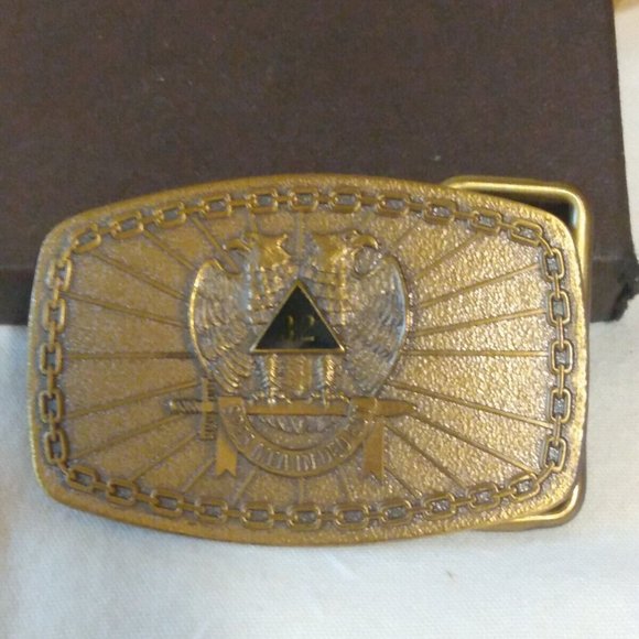 vintage freemasonry belt Buckle 32 degrees Harry Klitzner Co 1981 - Picture 3 of 6